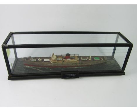 A scale model of the MV Rochester Castle, Union Castle Line, cased with name plate, 62cm x 17cm x 20cm.