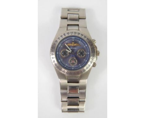 An RAF commemorative gentleman's chronograph wristwatch, blue dial, stainless steel case.