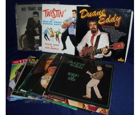 Selection of 17 Duane Eddy LP Records including The Vintage Years, Songs of Our Heritage, Twangtastic Hits and County Twang, 