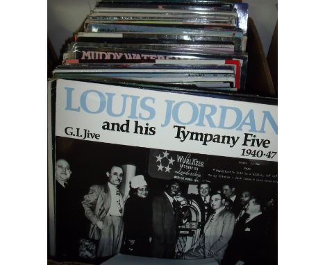 Approximately 115 Blues LP records for various artists and compilations including Lewis Jordan, Blues Brothers Band, Amos Mil