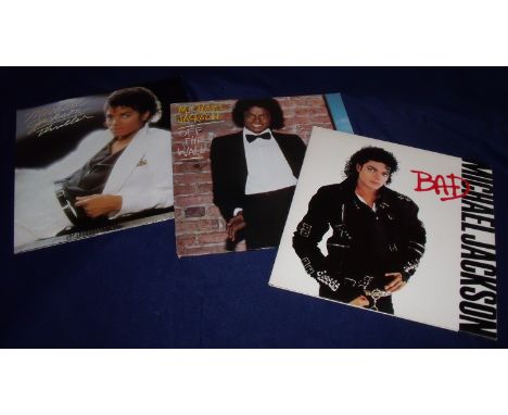Three Michael Jackson LP records including Thriller Property of CBS Demonstration Only Not For Re-Sale EPC89530 CB281, Michae
