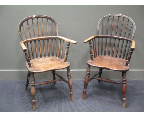 Two similar stick back Windsor armchairs (2)