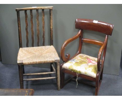 A Regency style child's bar back chair together with a child's stick back chair (2)