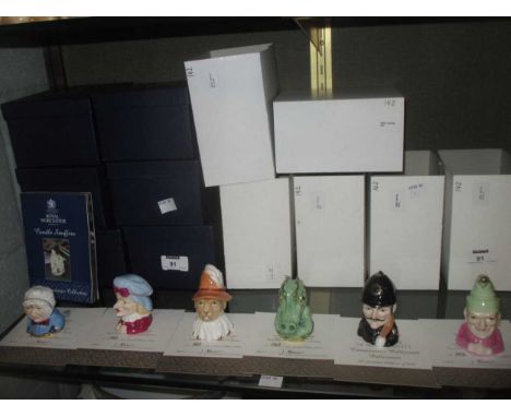 Royal Worcester candle snuffers, 6, modern, limited edition Punch and Judy series, boxed