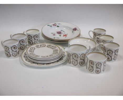 A Susie Cooper Venetia tea service, comprising of six cups, five saucers, six plates, one serving plate, one sugar bowl, one 