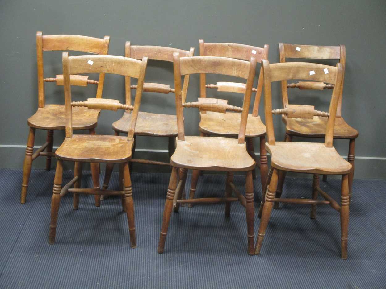 Seven late Victorian knifeback kitchen chairs in Cheffins Fine Art