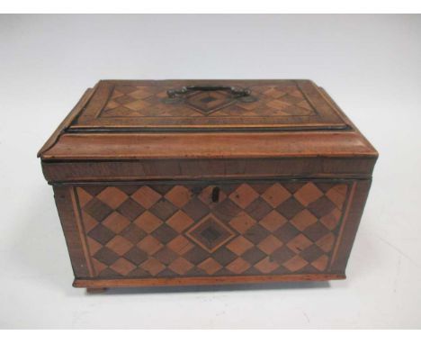 A 19th century parquetry caddy box (some damage)