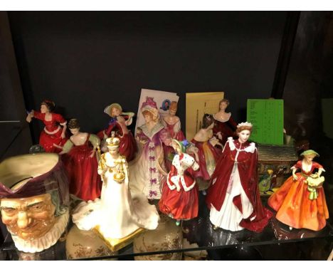 A large collection of modern Royal Doulton figurines, and one by Royal Worcester