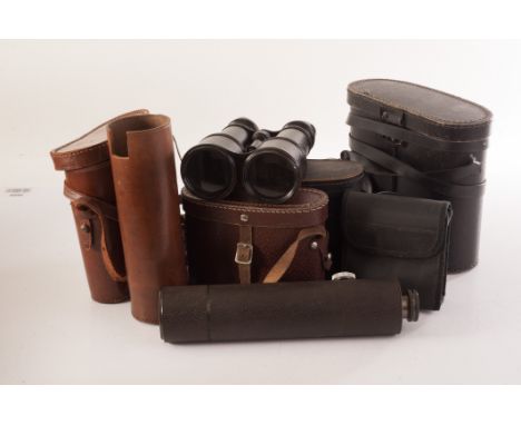 A selection of vintage and modern binoculars, all cased (parcel)