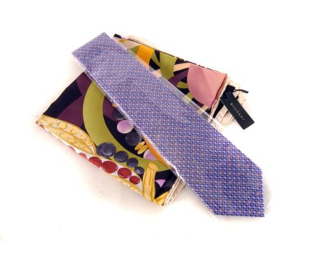 Fashion: A Bulgari scarf, decorated with vibrant colours, together with a Gent's Bulari tie (2)