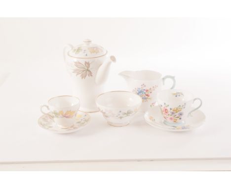 A Shelley porcelain 'Columbine' service, marked 13922, together with a Shelly 'Wild Flowers' tea set, 13668, both with floral