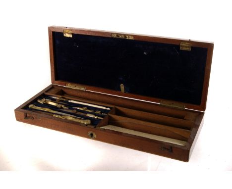 A case Elliott geometry set, the fitted case holding numerous piece of geometry equipment (1)