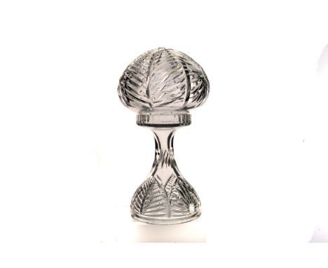 A selection of lead crystal and glass items, to include a lead crystal lamp base and shade, candle sticks, decanters and more