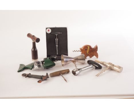 A collection of vintage and modern corkscrews, together with bottle openers and other items (parcel)