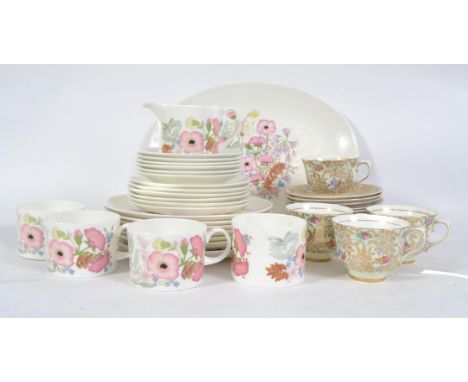 A Wedgwood Meadow Sweet pattern part dinner / tea service together with a Colclough China chintz pattern part tea service.