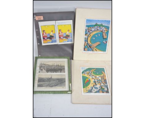 2 humour postcards 11906 &amp; 11936 ' Come On, Have it NOw, Or I'll Give it to Daddy who loves it ' together with 2 framed b