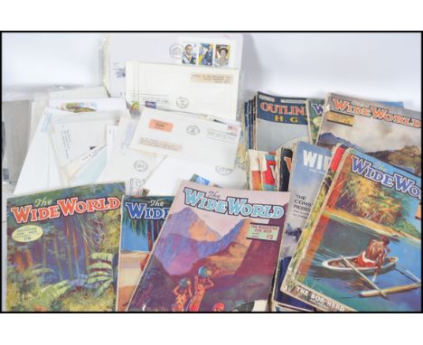 A small collection of first day covers and loose stamps together with some vintage &nbsp;Men's Magazines