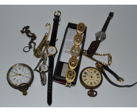 Horology - a Liga chronograph; an Emes wristwatch; a Rotary wristwatch; etc