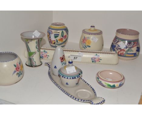 Poole Pottery - preserve jar and cover, condiment set; etc
