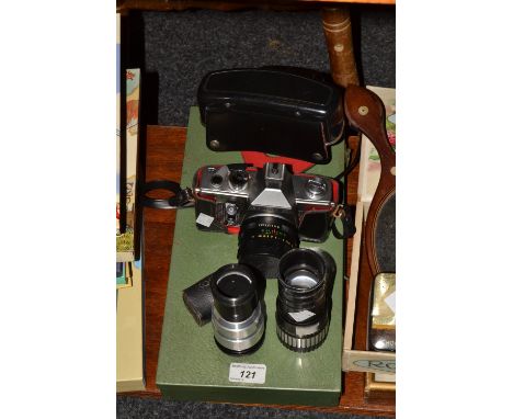Cameras and Photographic Equipment - a Practica MTL3 camera, cased; lenses - Dallmeyer London, F/4.5; Zoomaldis f2-8;  etc
