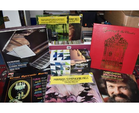 TWO BOXES AND A CASE OF RECORDS, CDS AND DVDS, to include over sixty mainly classical LPs and LP sets, composers to include M