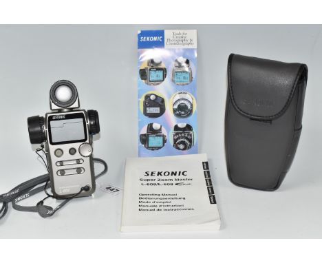 A SEKONIC SUPER ZOOM MASTER L-608 DIGITAL EXPOSURE METER, with soft case and operating manual (1 + manual) (Condition Report: