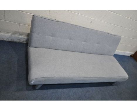 A MODERN GREY UPHOLSTERED DAY BED / SOFA, the backrest has multiple height settings, length 180cm x depth 108cm x height 78cm