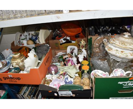 SIX BOXES AND LOOSE CERAMICS, GLASS AND KITCHEN WARES, to include a small collection of mid twentieth century Italian pottery