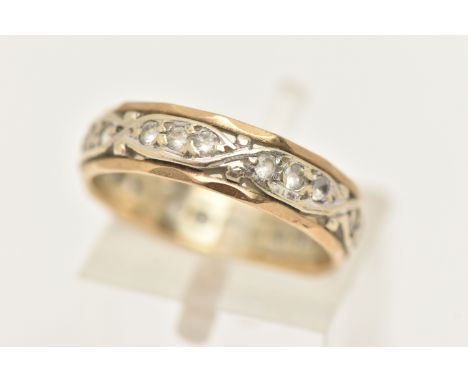 A 9CT GOLD FULL SET ETERNITY BAND, yellow and white gold band, set with a full row of colourless spinel, hallmarked 9ct Birmi