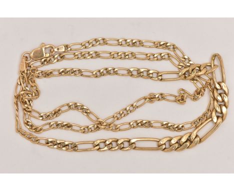 A 9CT GOLD GRADUATED FIAGRO CHAIN, fitted with a lobster clasp, hallmarked 9ct London import, length 470mm, approximate gross