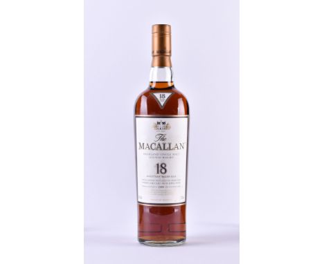 Macallan 1989 18 Years Sherry Oak Highland Single Malt Scotch WhiskyFüllstand normal, Etikett guter Zustand, 0,70 l