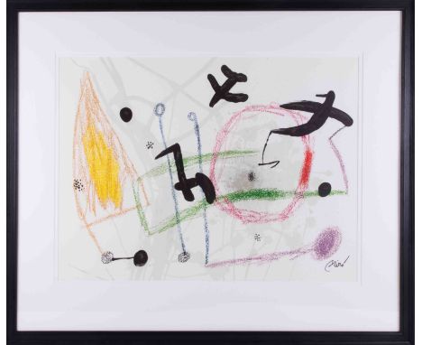 Joan Miro (1893-1983) Maravillas con variaciones. original lithograph, Cramer 211, Signed in plate, date 1975, excellent cond