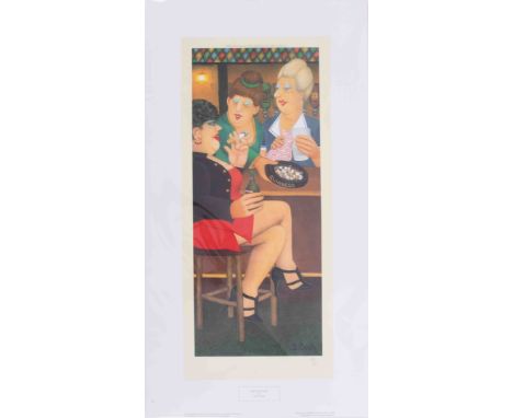 Beryl Cook (1926-2008) 'The Last Gasp' limited edition print 621/650, 51cm x 21cm, mounted, unframed, with certificate of aut