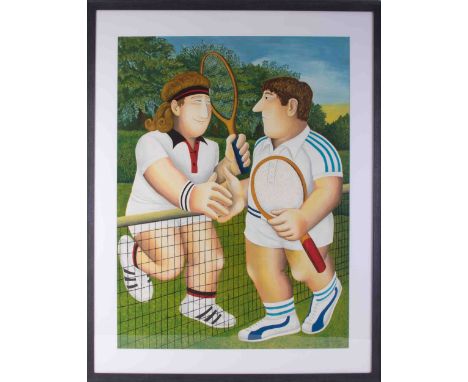 Beryl Cook (1926-2008) 'Anyone For Tennis', signed limited edition print 255/300, issued in 1990, rare US edition printed on 