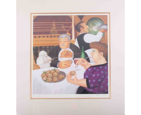 Beryl Cook (1926-2008) 'Dining In Paris', signed limited edition lithograph print 537/650, published 2001, mounted, 44cm x 50