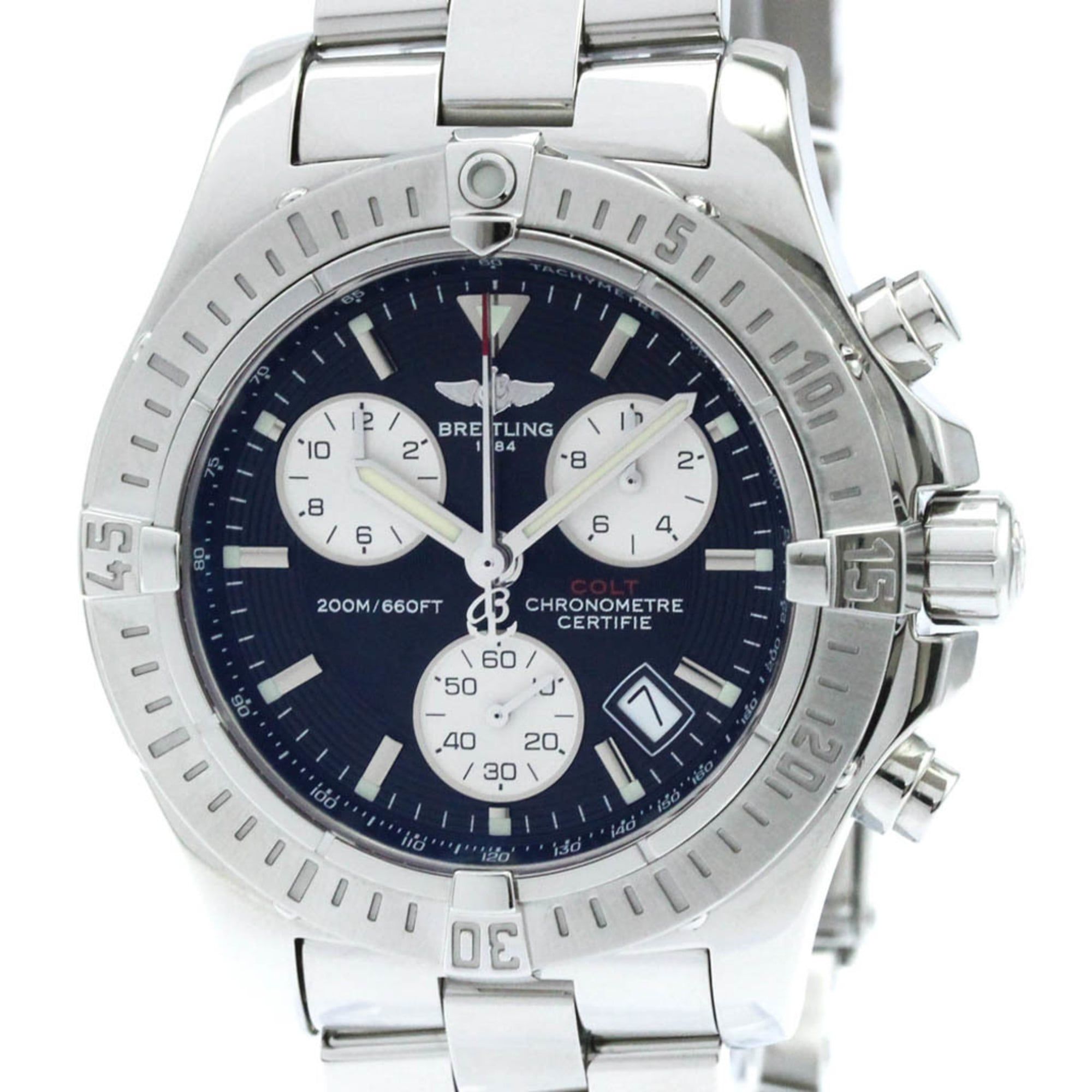 BREITLING Colt Chronograph Steel Quartz Mens Watch A73380 Polished