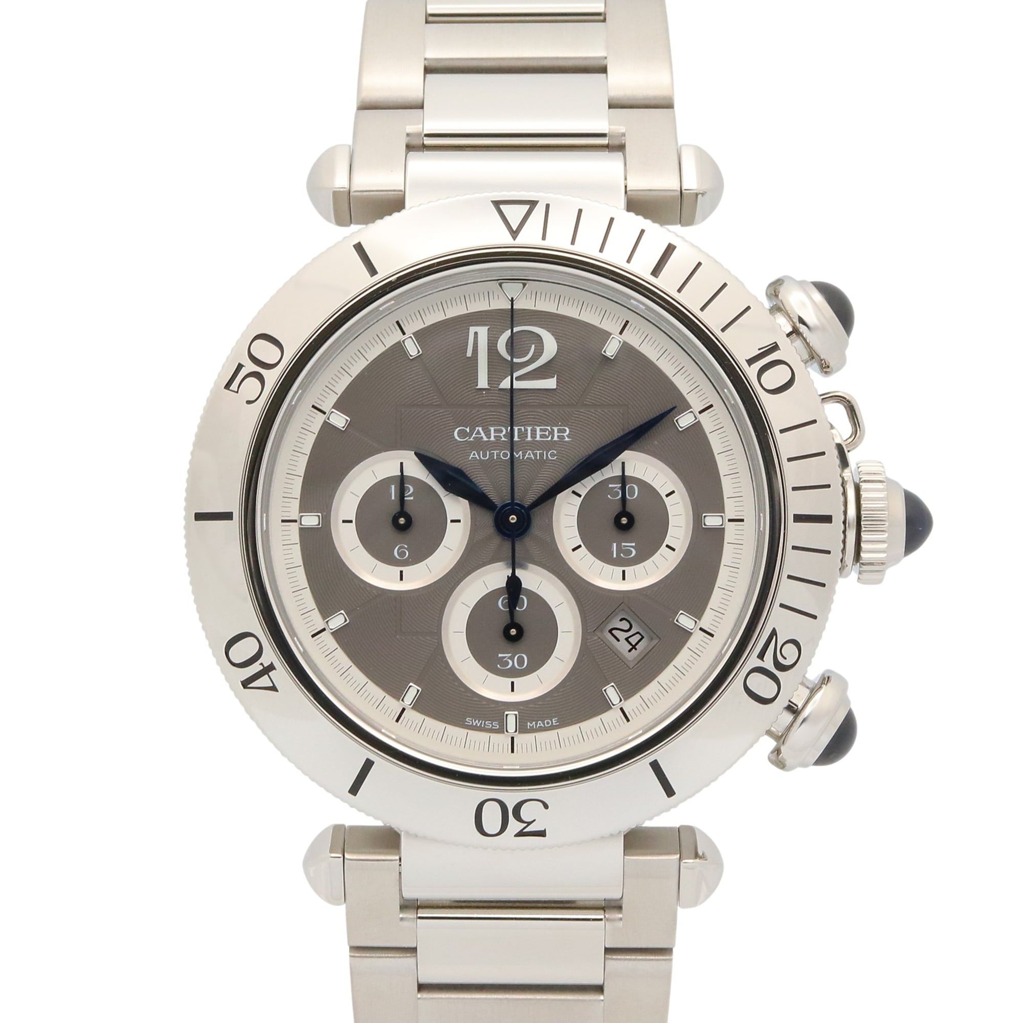 Cartier Pasha de Chronograph Watch, Stainless Steel, Men's, Gray, WSPA0027