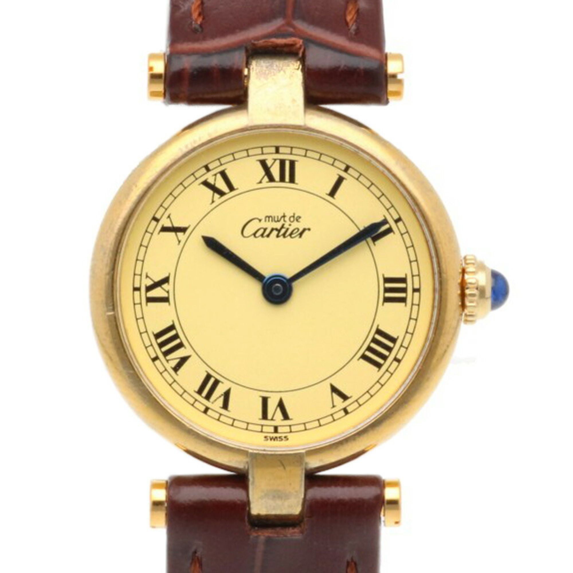 Cartier Must Vermeil Watch Silver 925 043434 Quartz Ladies CARTIER Non-waterproof defective product