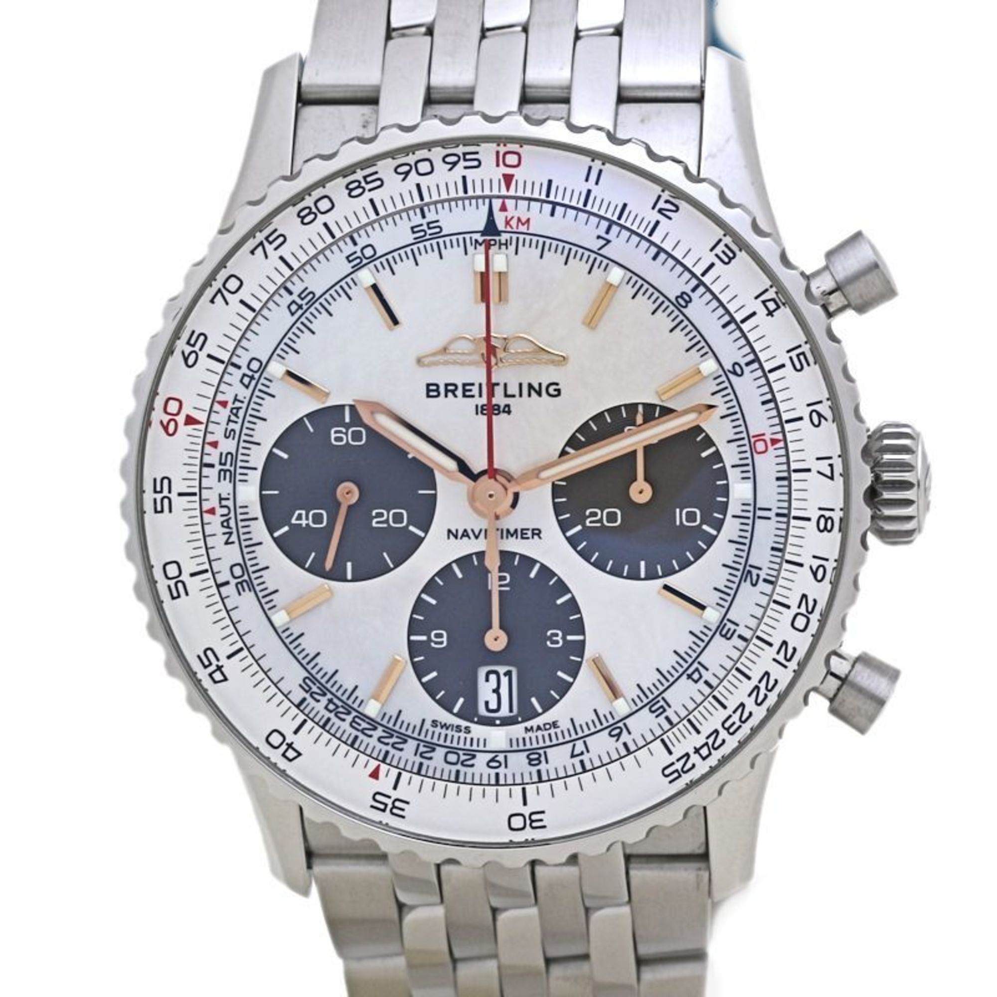 BREITLING Navitimer B01 Chronograph 41 AB0139211A1A1 AB0139 White Shell Men's Watch, Japan Limited E