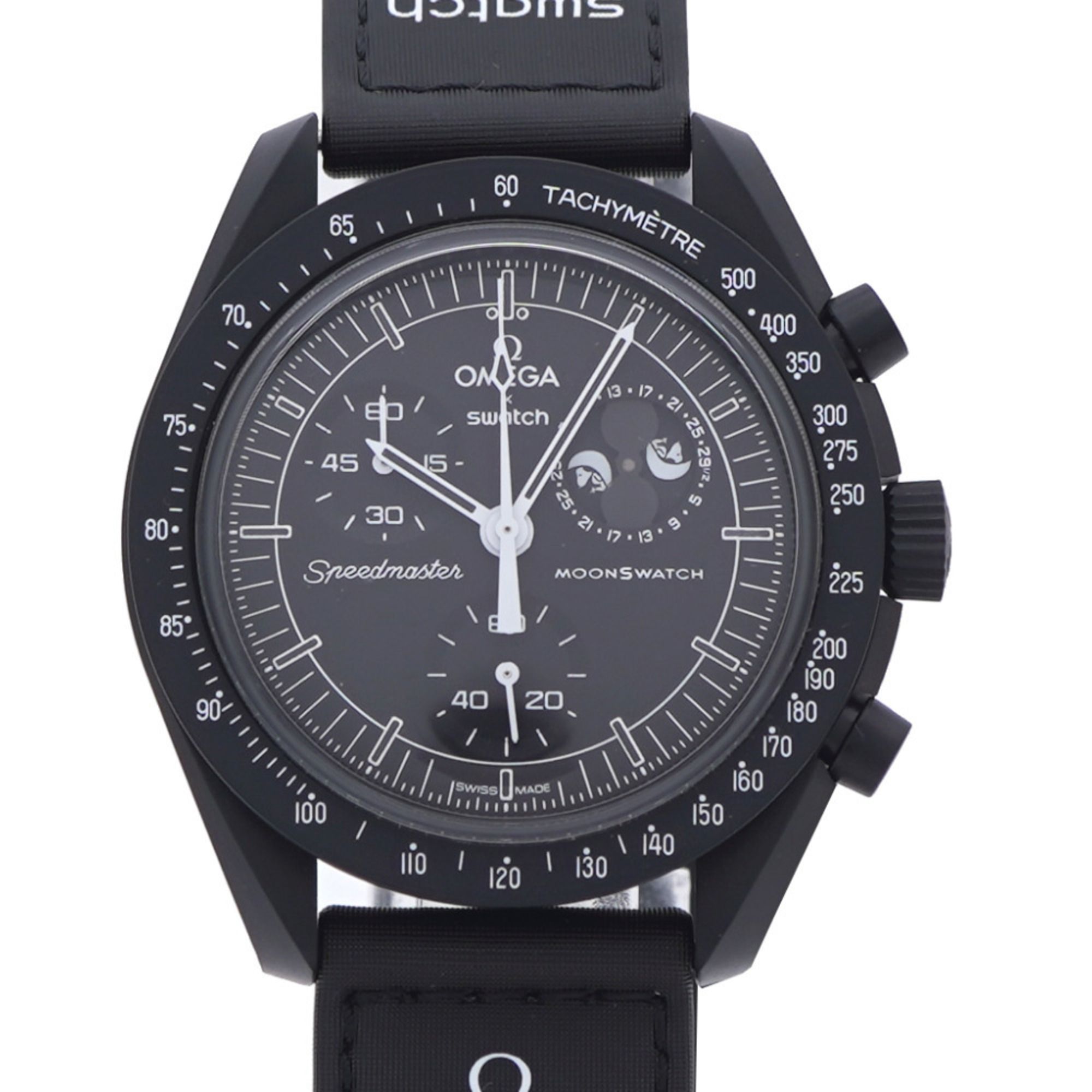 Like new Omega x Swatch Snoopy Mission to the Moon Phase Speedmaster Quartz Watch, Black Dial, 1303O