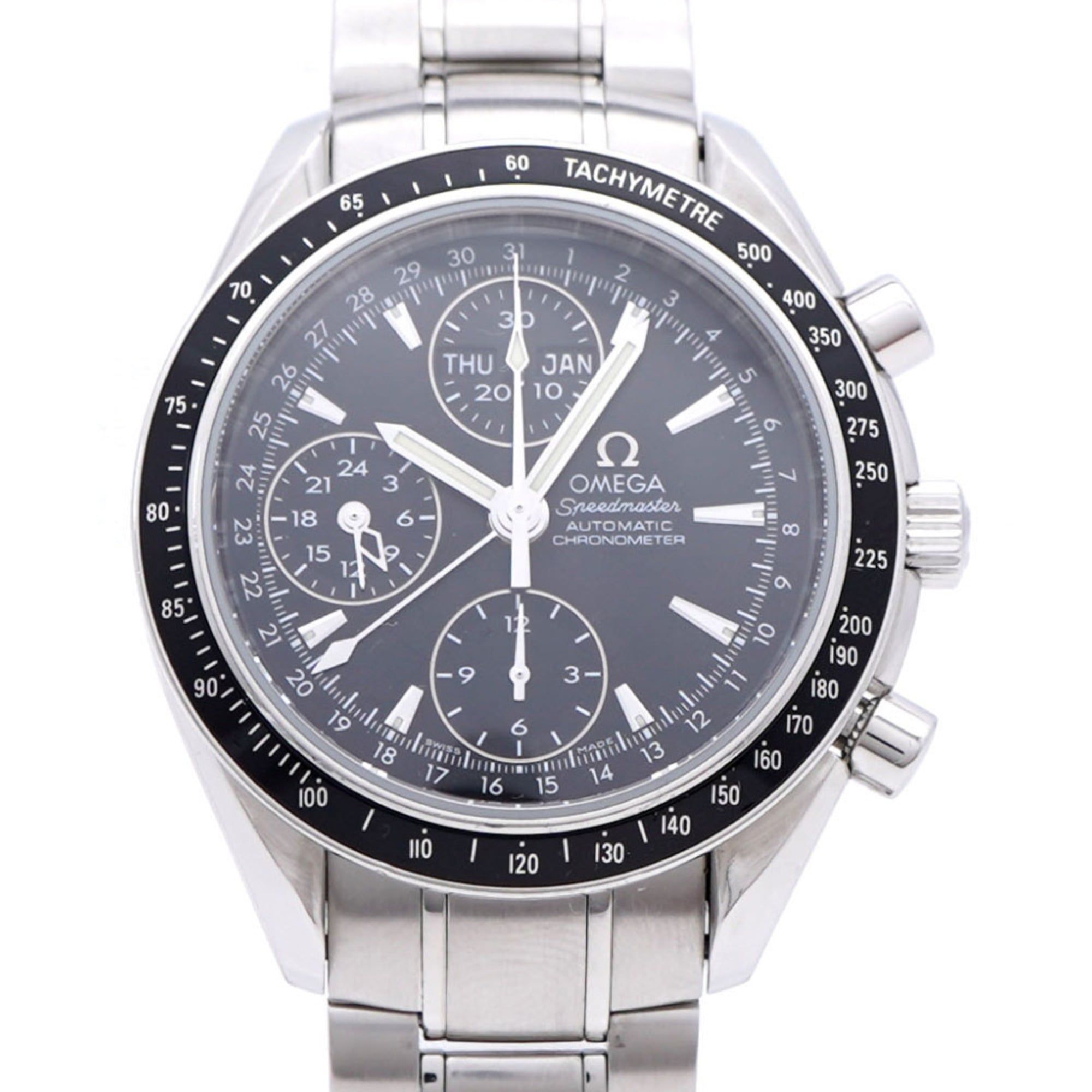 Excellent condition Omega Speedmaster Triple Calendar Day Date 3220.50 Automatic Watch with Stainles
