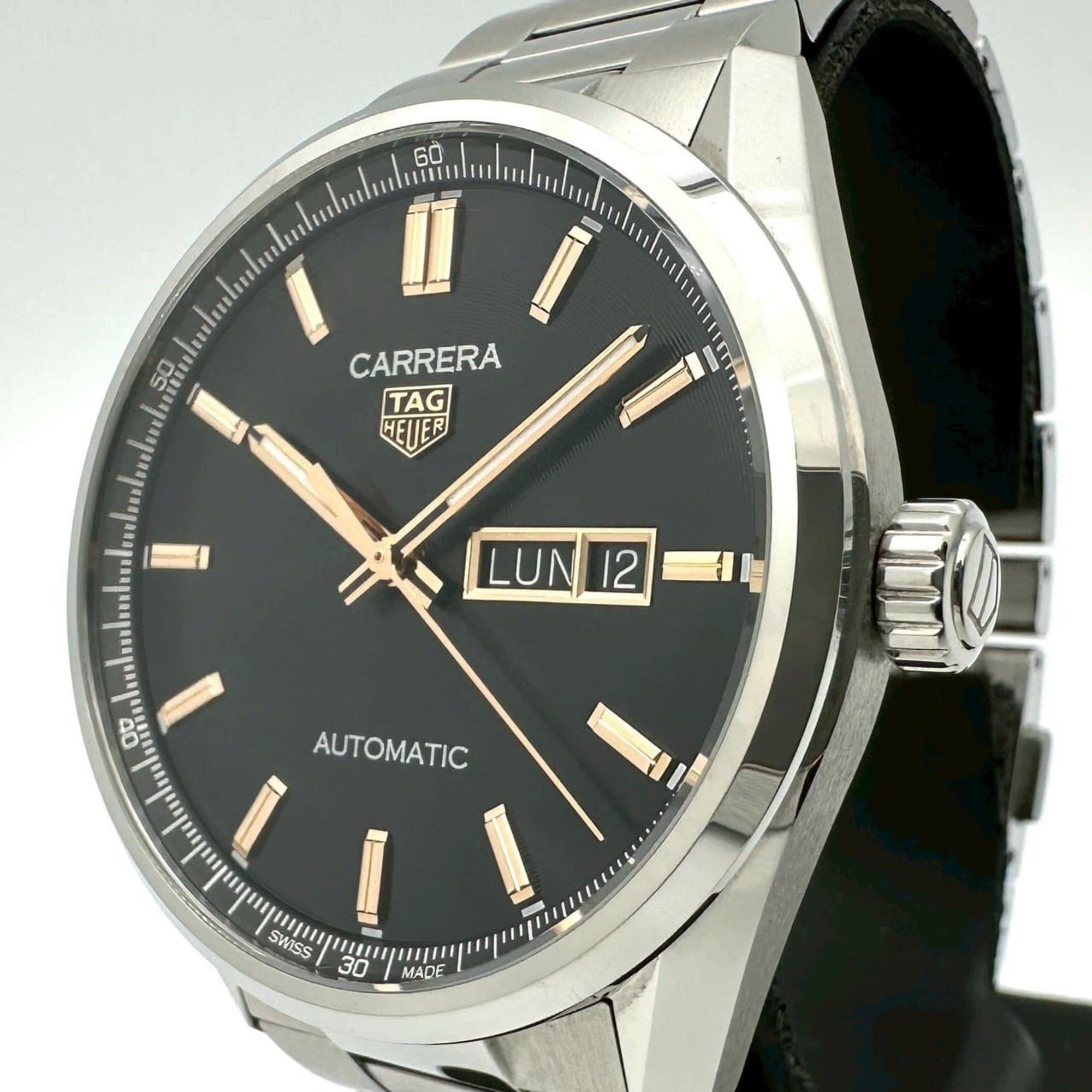 TAG HEUER Carrera Calibre 5 Day Date WBN2013.BA0640 Automatic Stainless Steel Black Men's Watch IT52