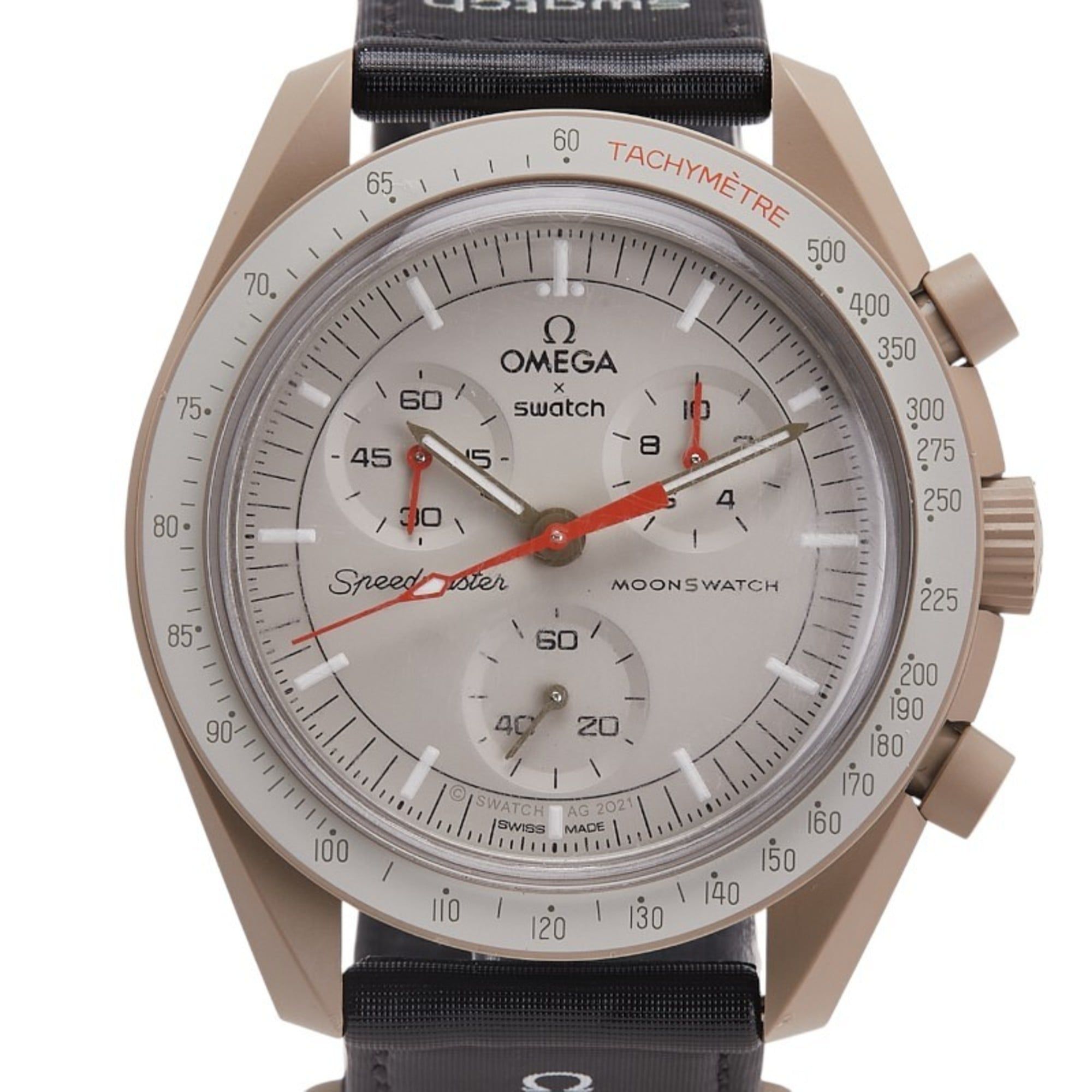 OMEGA x Swatch Speedmaster Moon Mission to Jupiter Watch SO33C100 Quartz Movement Gray Dial Ceramic