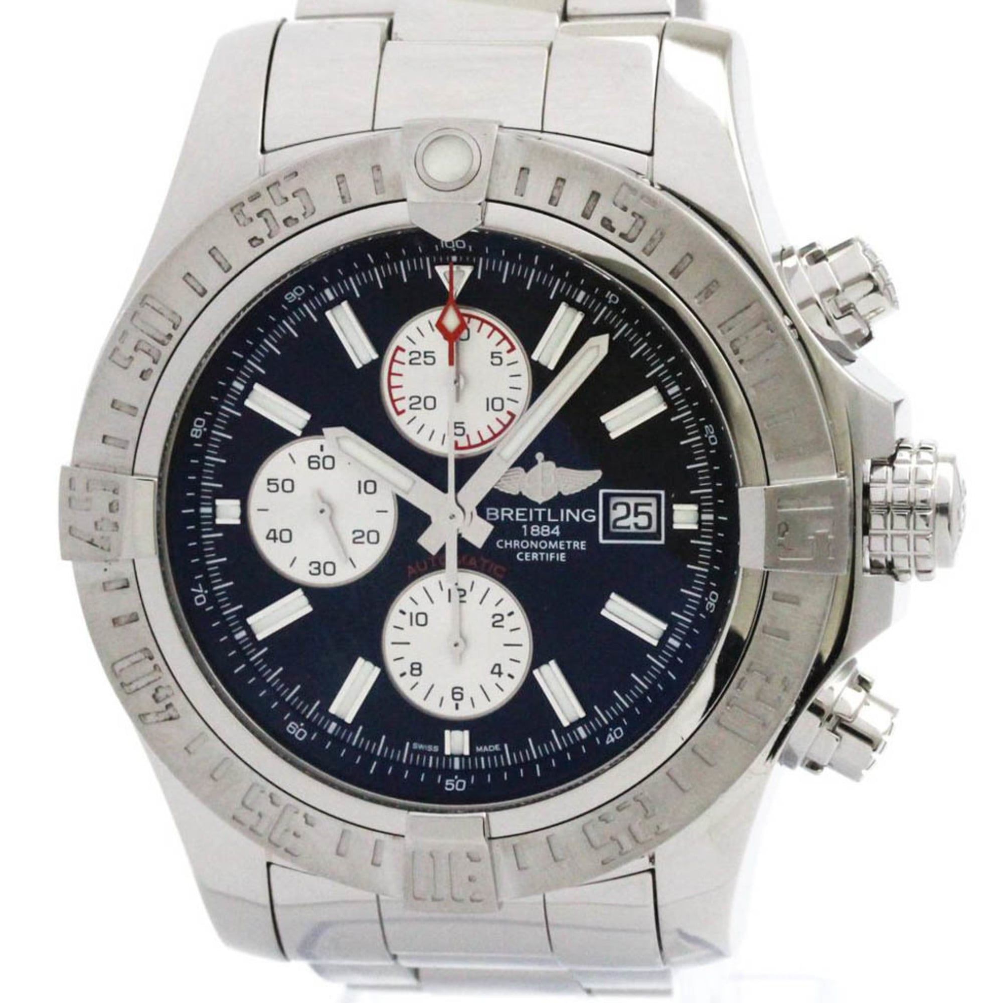 BREITLING Super Avenger ll Chronograph Steel Mens Watch A13371 Polished