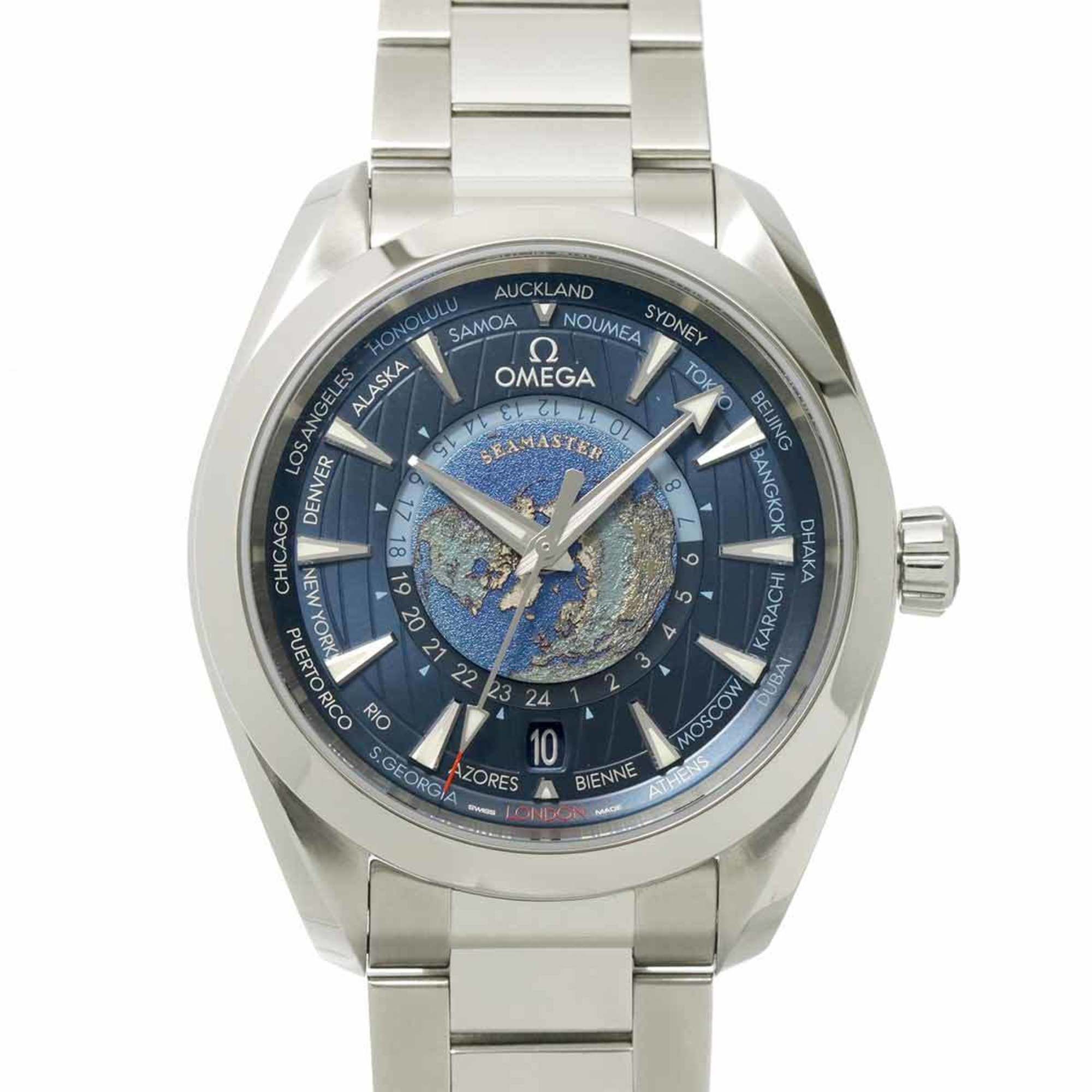 OMEGA Seamaster Aqua Terra GMT Worldtimer Master Co-Axial 220 10 43 22 03 001 Men's Watch with Date
