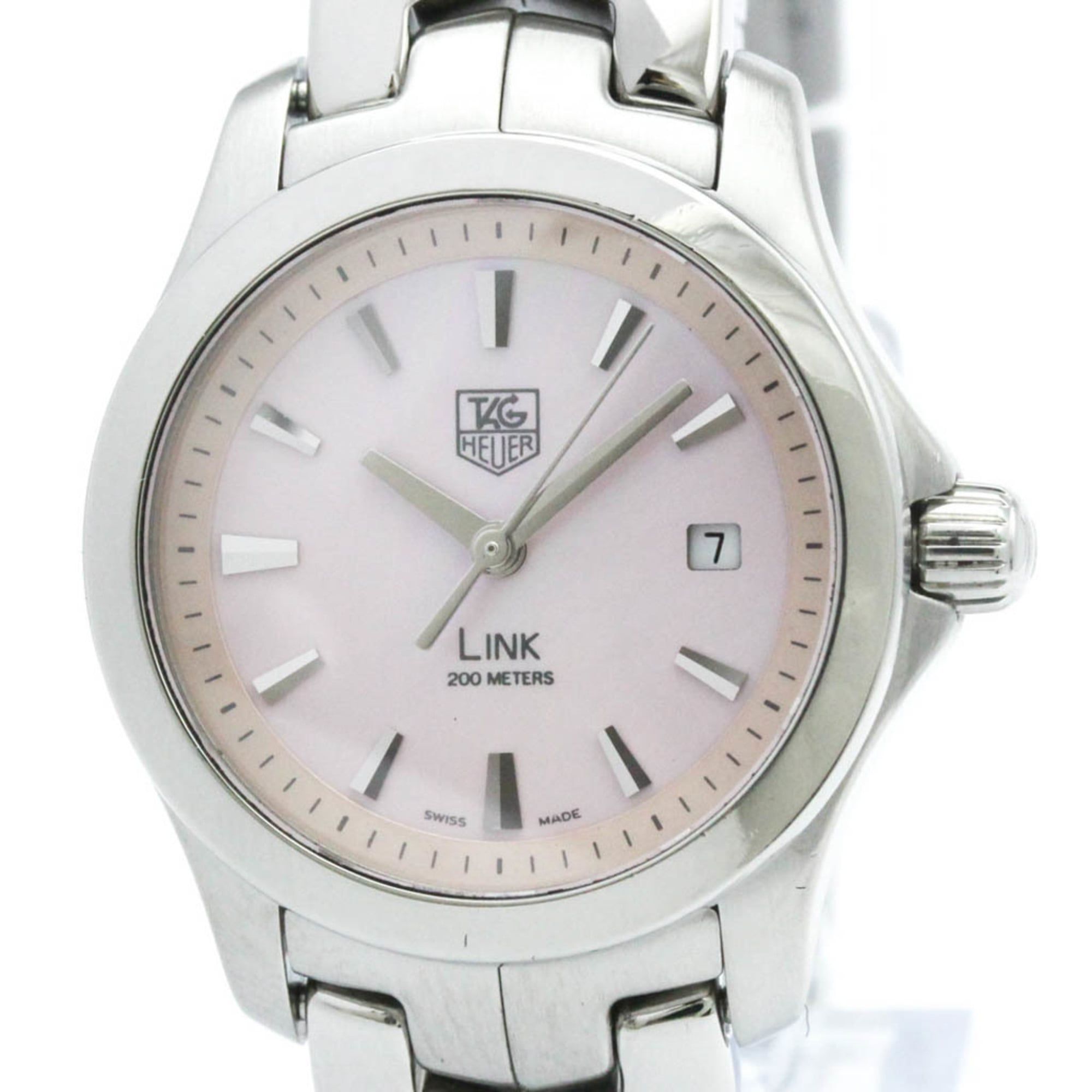 TAG HEUER Link Pink MOP Dial Steel Quartz Ladies Watch WJF1312 Polished