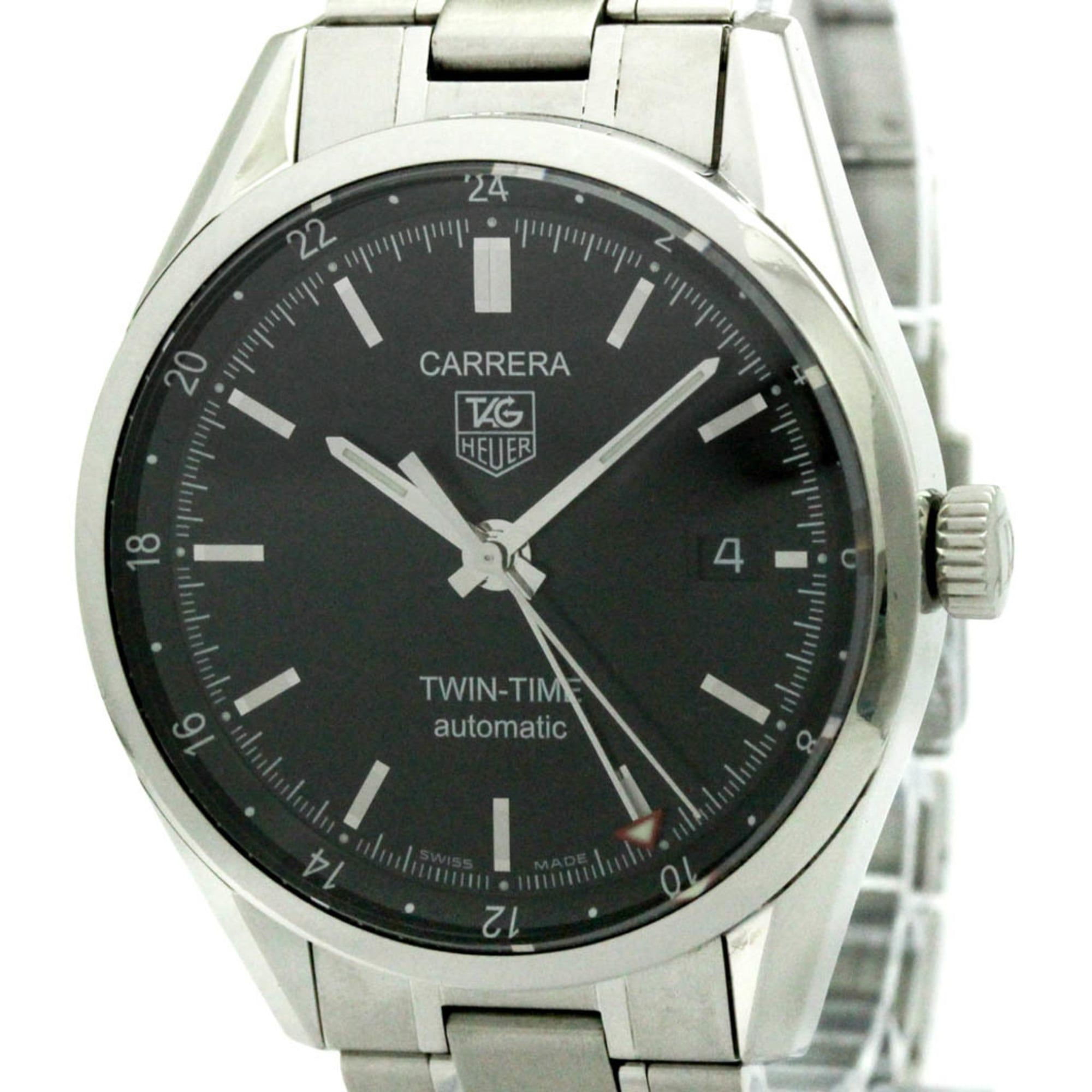 TAG HEUER Carerra Twin Time Steel Automatic Mens Watch WV2115 Polished