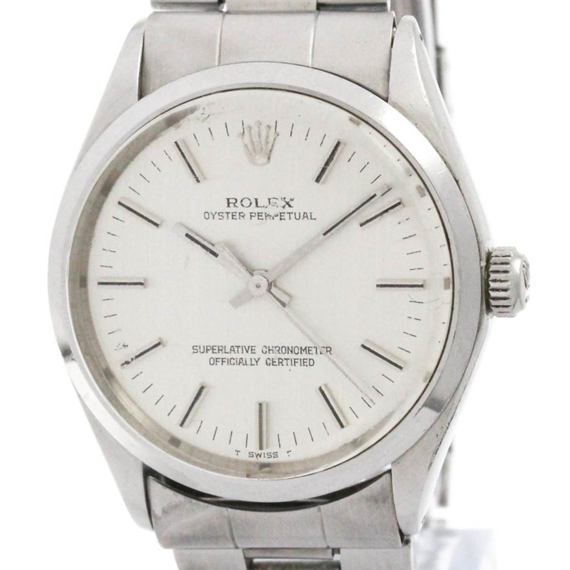 ROLEX Oyster Perpetual 1002 Steel Automatic Mens Watch Vintage