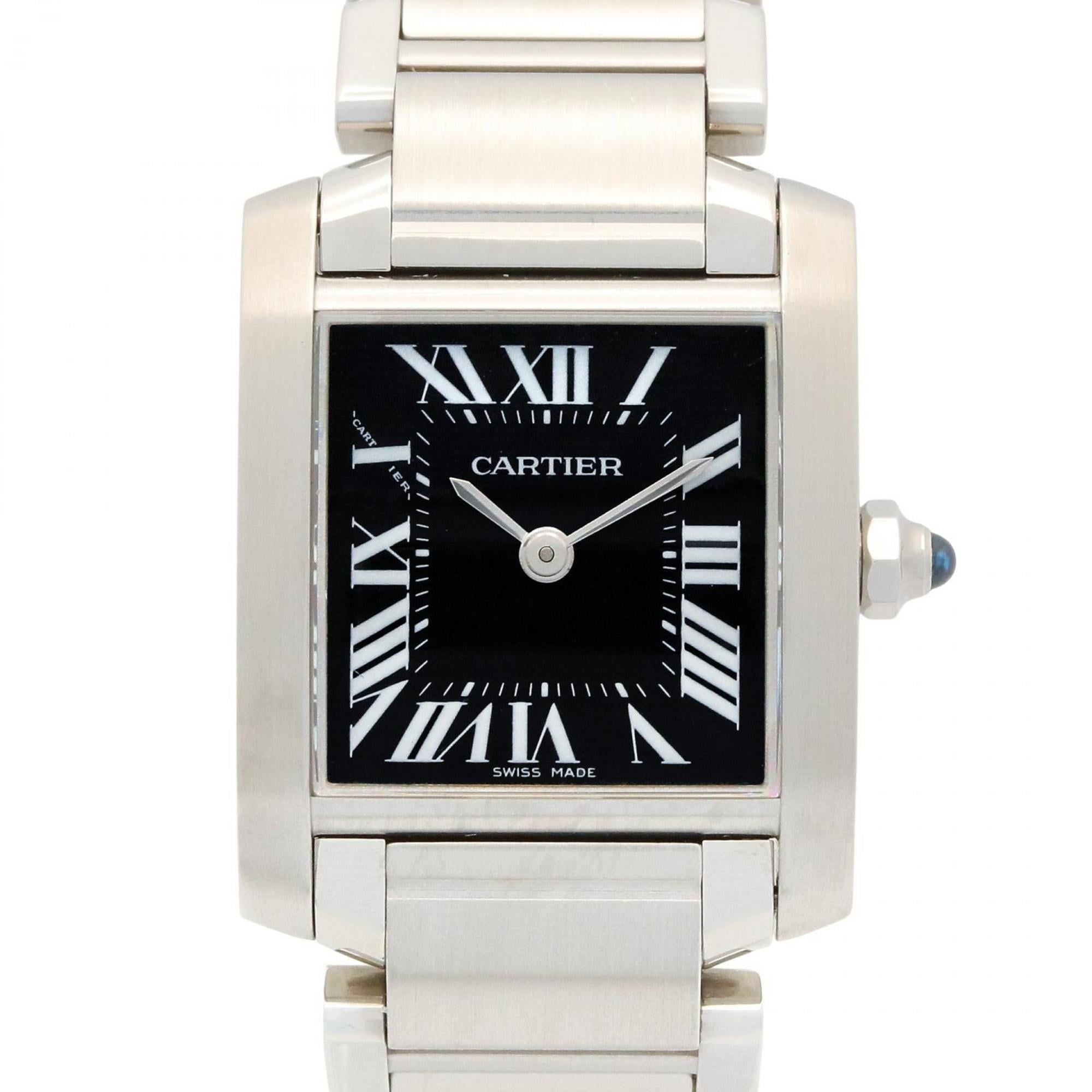 Cartier Tank Française SM Watch, Stainless Steel, Women's, Black, W51026Q3