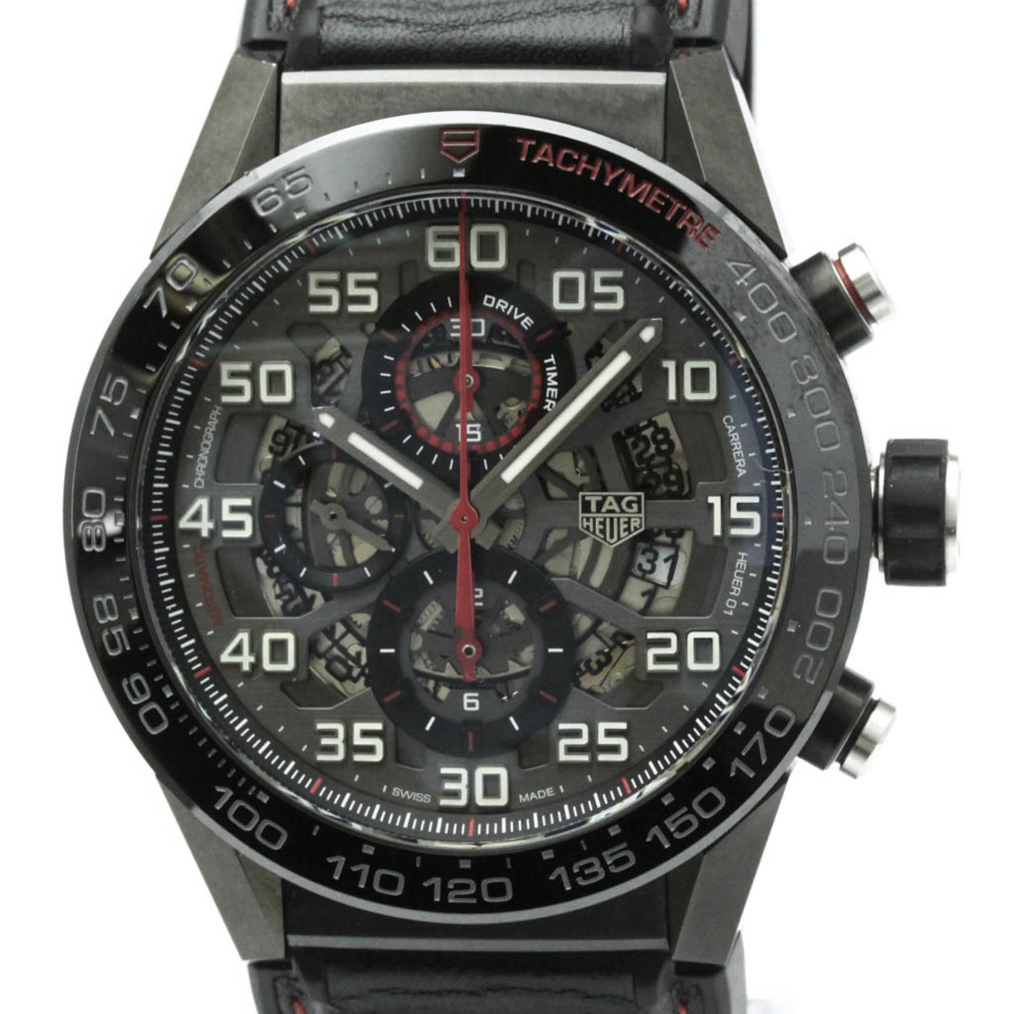 TAG HEUER Carrera Heuer 01 Chronograph Ceramic Steel Mens Watch CAR2A1H